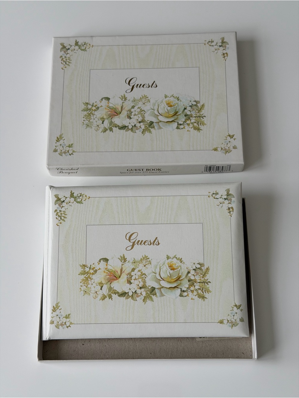 Amscan Neutral Guest Sigi-In Book Cream Gold Botanical Snabby Chic